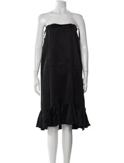 Pre-owned Juan Carlos Obando Pleated Accents Midi Length Skirt In Black
