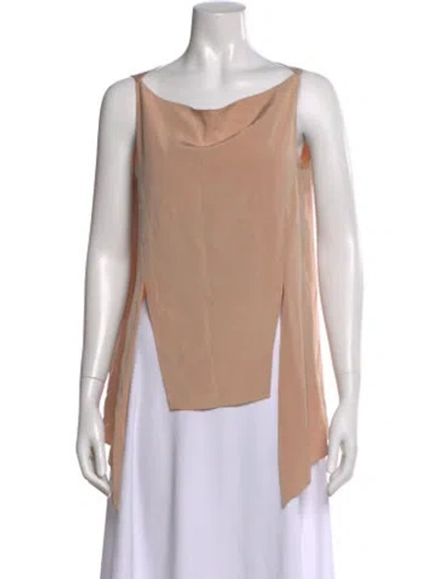Pre-owned Juan Carlos Obando Silk Cowl Neck Blouse In Pink