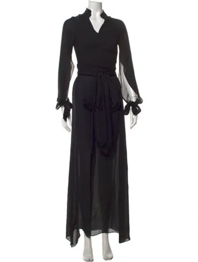 Pre-owned Juan Carlos Obando Silk Long Dress In Black