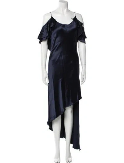 Pre-owned Juan Carlos Obando Silk Long Dress In Blue