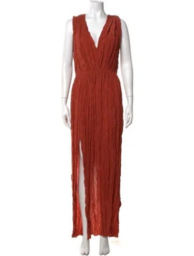 Pre-owned Juan Carlos Obando Silk Long Dress In Orange