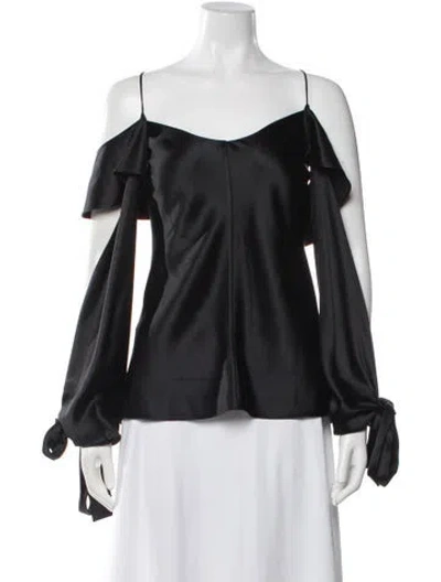 Pre-owned Juan Carlos Obando Silk Off-the-shoulder Blouse In Black
