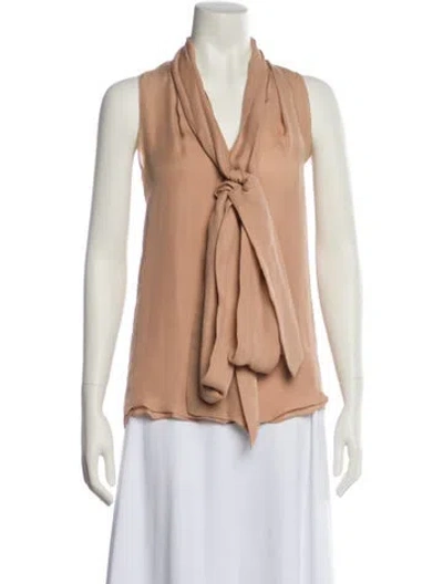 Pre-owned Juan Carlos Obando Silk Tie Neck Blouse In Pink