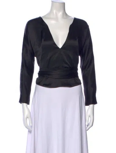 Pre-owned Juan Carlos Obando V-neck Long Sleeve Blouse In Black