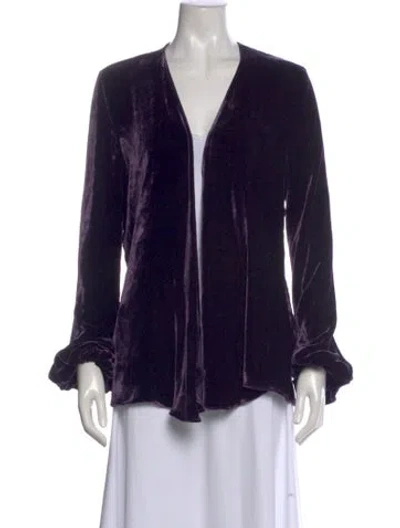Pre-owned Juan Carlos Obando V-neck Long Sleeve Blouse In Purple