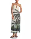 Juan De Dios Linen Palm Midi Dress In Multi