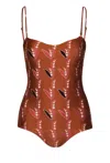 Juan De Dios Esteros Embroidered One Piece Swimsuit In Multi