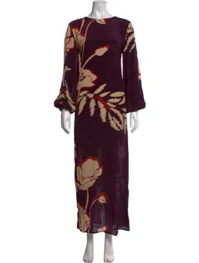 Pre-owned Juan De Dios Floral Print Long Dress In Purple