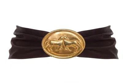 Juan De Dios Galope Leather Belt In Brown Horse In Gold