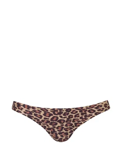 Juan De Dios Guava Jaguar-print Bikini Bottoms In Brown