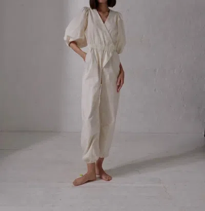 Juan De Dios Guayacan Cotton Bio Jumpsuit In Ivory In White