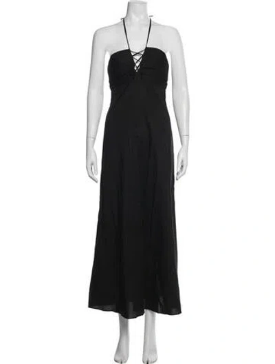 Pre-owned Juan De Dios Halterneck Midi Length Dress W/ Tags In Black