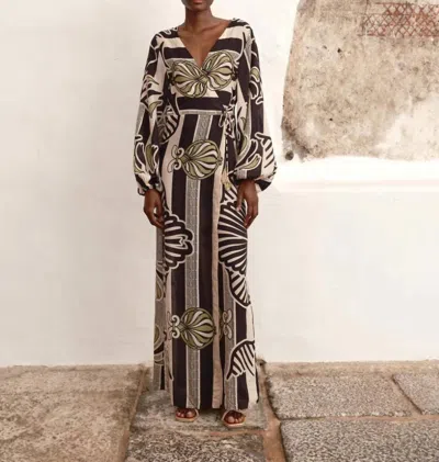 Juan De Dios Hojarasca Maxi Dress In Navy Ornament Stripes