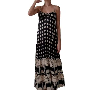 Juan De Dios Julieta Silk Maxi Dress In Black/cream