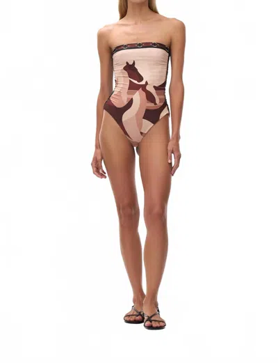 Juan De Dios Las Balsas Reversible One Piece Swimsuit In Horses In Multi