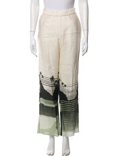 Pre-owned Juan De Dios Linen Graphic Print Lounge Set W/ Tags In Neutrals
