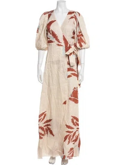 Pre-owned Juan De Dios Linen Long Dress In Neutrals