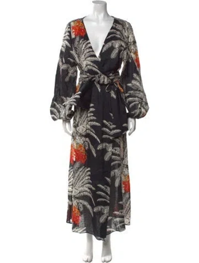 Pre-owned Juan De Dios Linen Long Dress W/ Tags In Blue