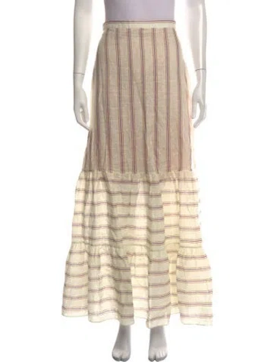 Pre-owned Juan De Dios Linen Long Skirt In Neutrals