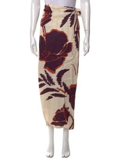 Pre-owned Juan De Dios Linen Long Skirt In Purple