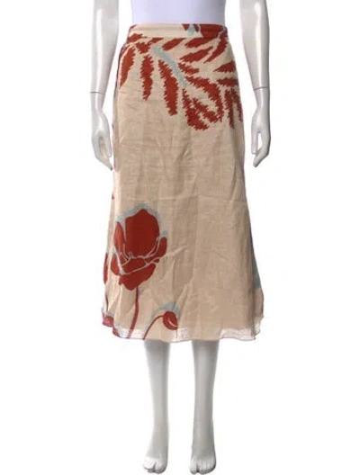 Pre-owned Juan De Dios Linen Midi Length Skirt In Neutrals
