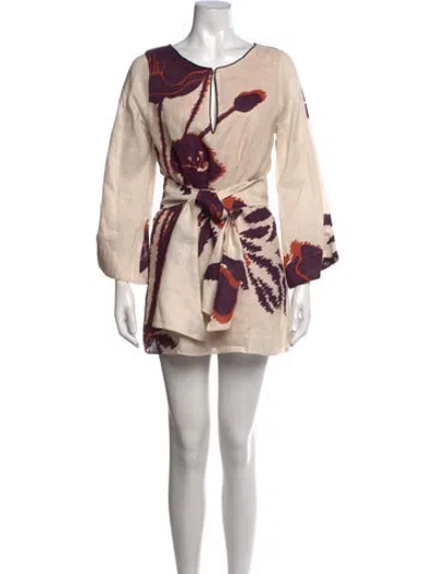 Pre-owned Juan De Dios Linen Mini Dress In Neutrals