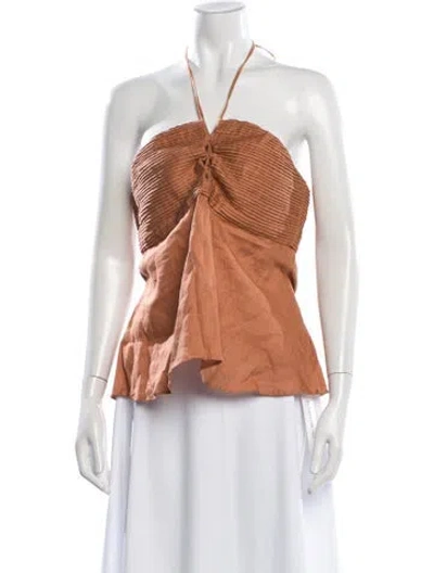 Pre-owned Juan De Dios Linen Strapless Top In Orange