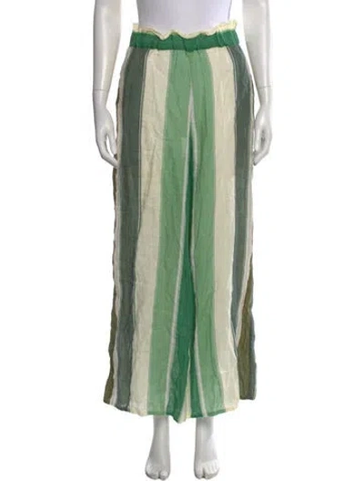 Pre-owned Juan De Dios Linen Wide Leg Pants In Green
