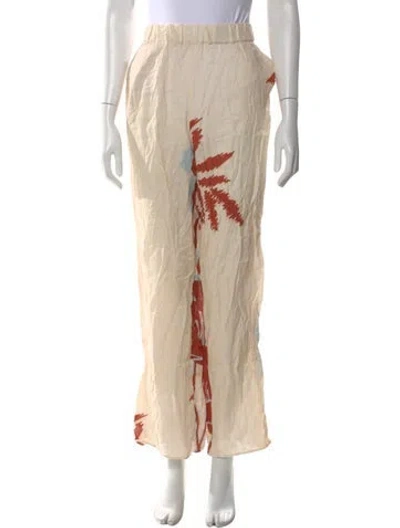 Pre-owned Juan De Dios Linen Wide Leg Pants In Neutral