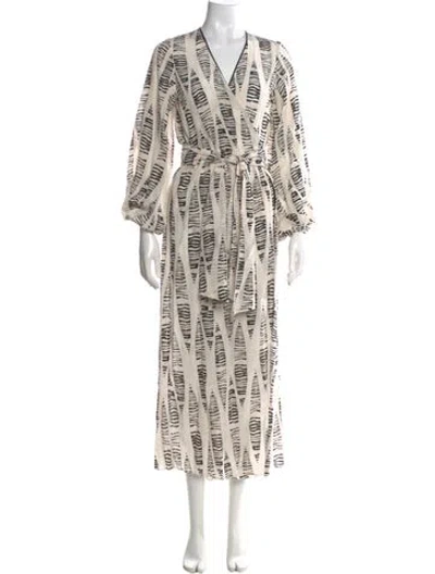 Pre-owned Juan De Dios Printed Long Dress In Neutrals
