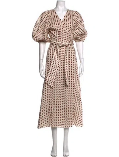 Pre-owned Juan De Dios Printed Long Dress In Neutrals