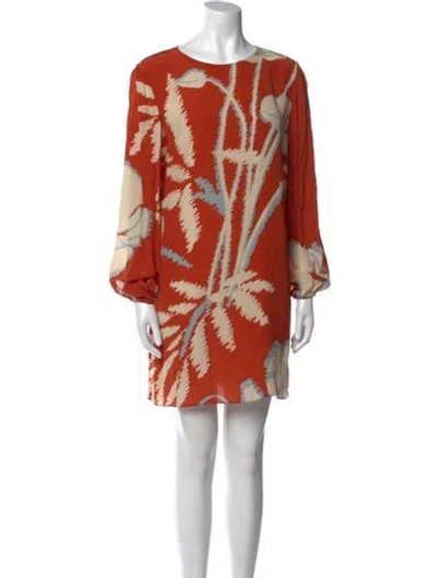 Pre-owned Juan De Dios Printed Mini Dress In Orange