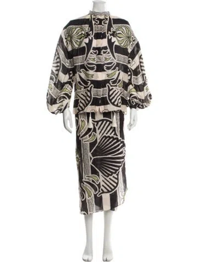 Pre-owned Juan De Dios Printed Skirt Set W/ Tags In Neutrals