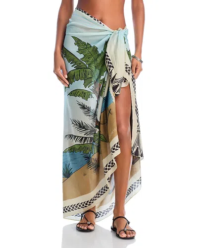 Juan De Dios Silk And Cotton Sarong Swim Cover Up In Sky Blue Pacific Shack