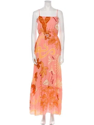 Pre-owned Juan De Dios Silk Long Dress In Orange