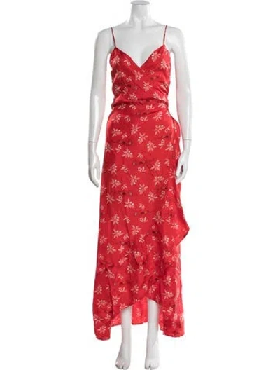 Pre-owned Juan De Dios Silk Long Dress In Red