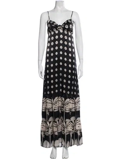 Pre-owned Juan De Dios Silk Long Dress W/ Tags In Black