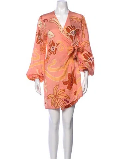 Pre-owned Juan De Dios Silk Mini Dress In Orange