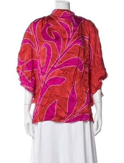 Pre-owned Juan De Dios Silk Printed Top In Multicolor