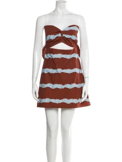 Pre-owned Juan De Dios Striped Mini Dress In Orange