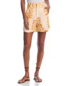 Juan De Dios Tomaso Printed Linen Shorts In Ecru Yellow Arabesque