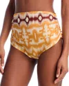 Juan De Dios Victoria Printed Swim Bikini Bottom In Yellow Ikat - Western