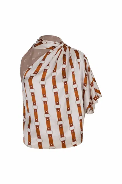Juan De Dios Women's Chiminango Satin Silk Blouse In Horse Reins Rie In White