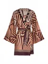 Juan De Dios Women Joaquina Cotton Silk Mini Tunic Top In Wine Intricate Shells In Brown