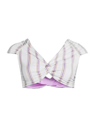 Juan De Dios Women's Niche Reversible Twist Bikini Top In Lilac Ivory