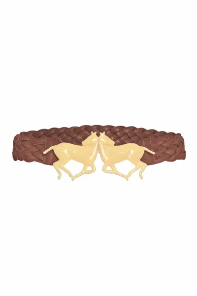 Juan De Dios Women's Polo Leather Braided Belt In Camel In Brown