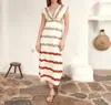 Juan De Dios Women's Quinto Sol Cotton Midi Dress In Ivory Stripe Helechos In Multi