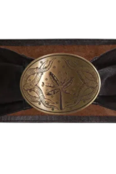 Juan De Dios Women's Sunita Leather Belt In Dark Brown Gold In Multi
