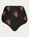 Juan De Dios Victoria High Rise Embroidered Bikini Bottom In Black