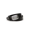 Juan-jo Men's Black Leather Belt Silver Buckle-lattice In Black